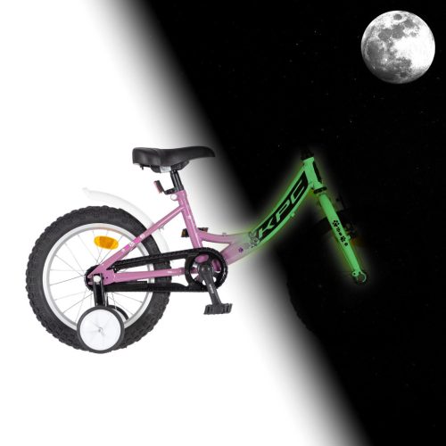 KPC FluoBike Rabbit nyuszis VILÁGÍTÓS 16 lila fluoreszkáló gyermek kerékpár